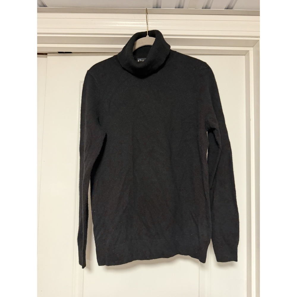 C By Bloomingdale's, 2-Ply Cashmere Turtleneck Sweater, Black, Women's Size M